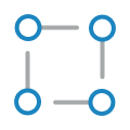 four blue circles connected by lines
